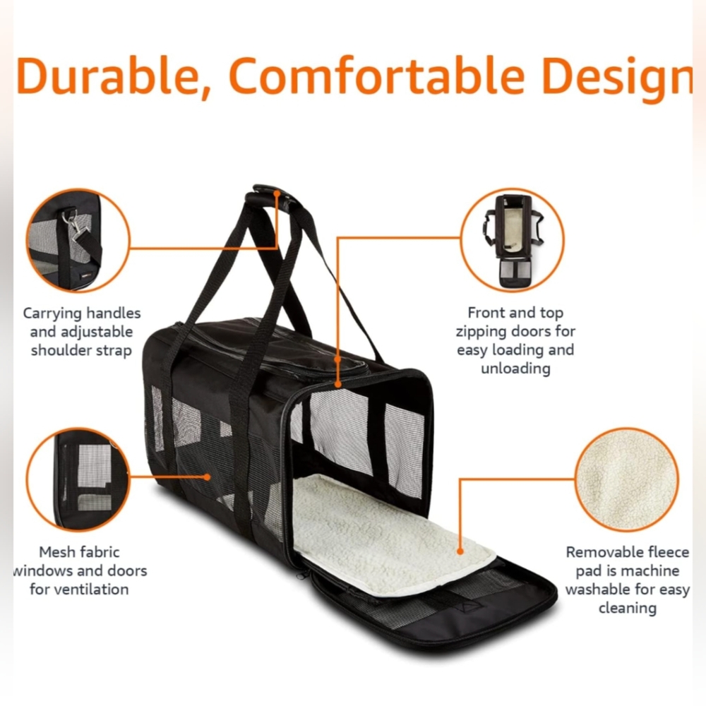 Amazon Basics Soft Sided Mesh Pet Travel Carrier Medium Size - Picture 6 of 13